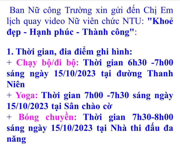 NỮ VIÊN CHỨC NTU KHOẺ ĐẸP, HẠNH PHÚC, THÀNH CÔNG 